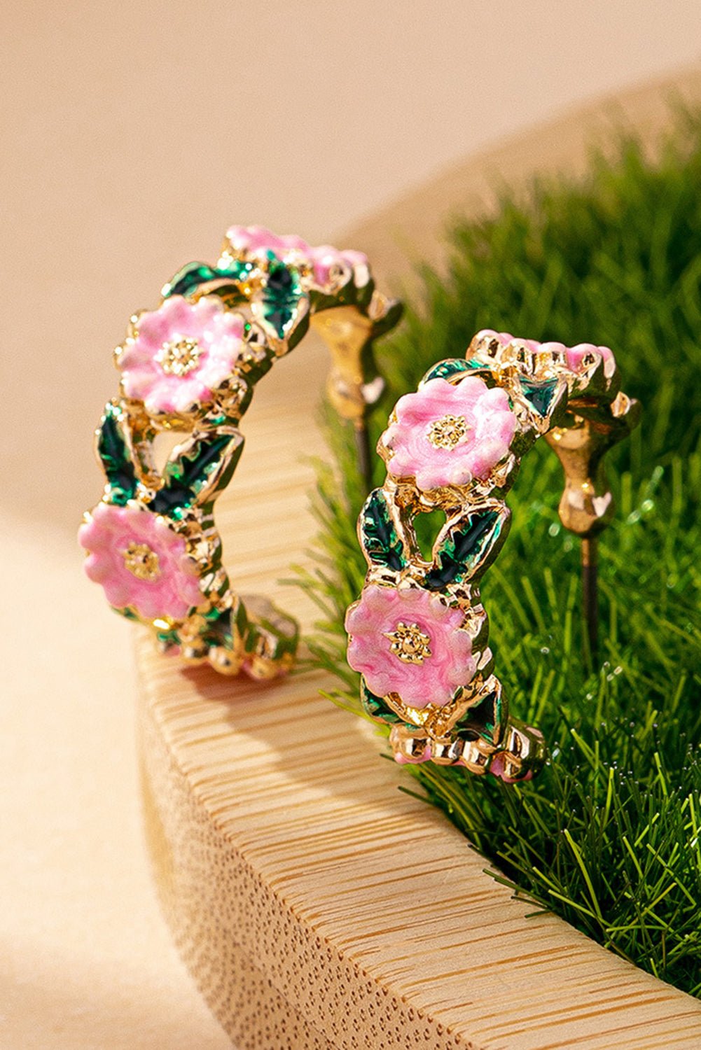 Gold Flower Statement Hoop Earrngs - MAD RUFFI