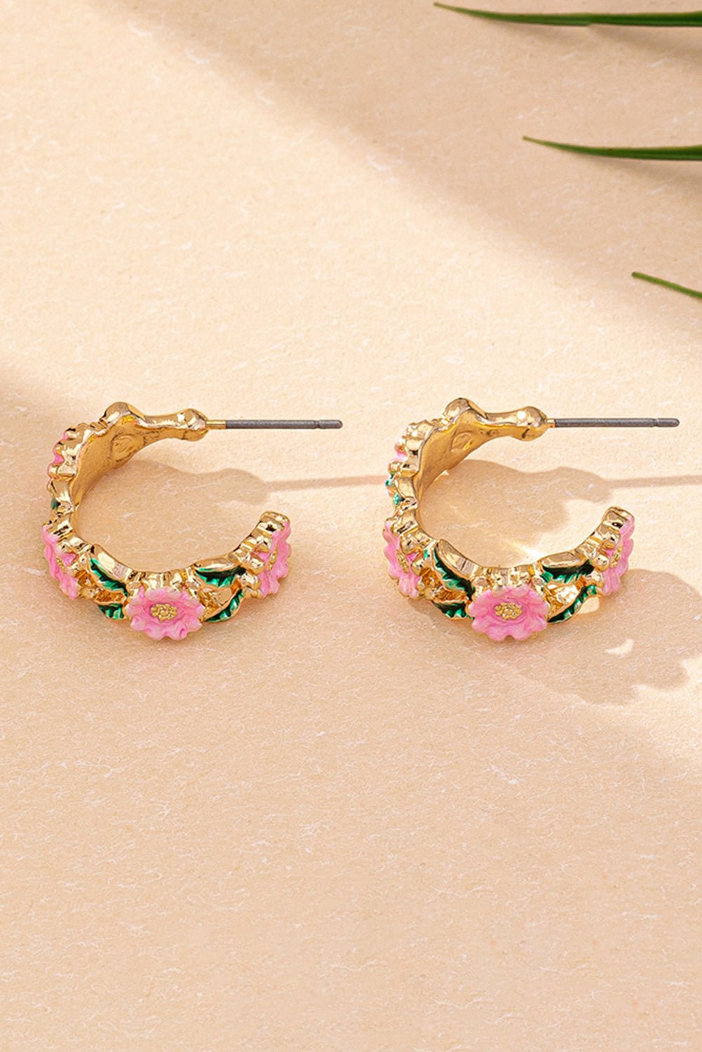 Gold Flower Statement Hoop Earrngs - MAD RUFFI