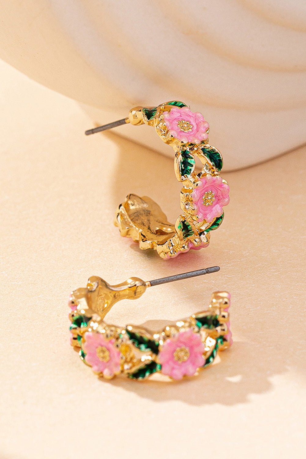 Gold Flower Statement Hoop Earrngs - MAD RUFFI