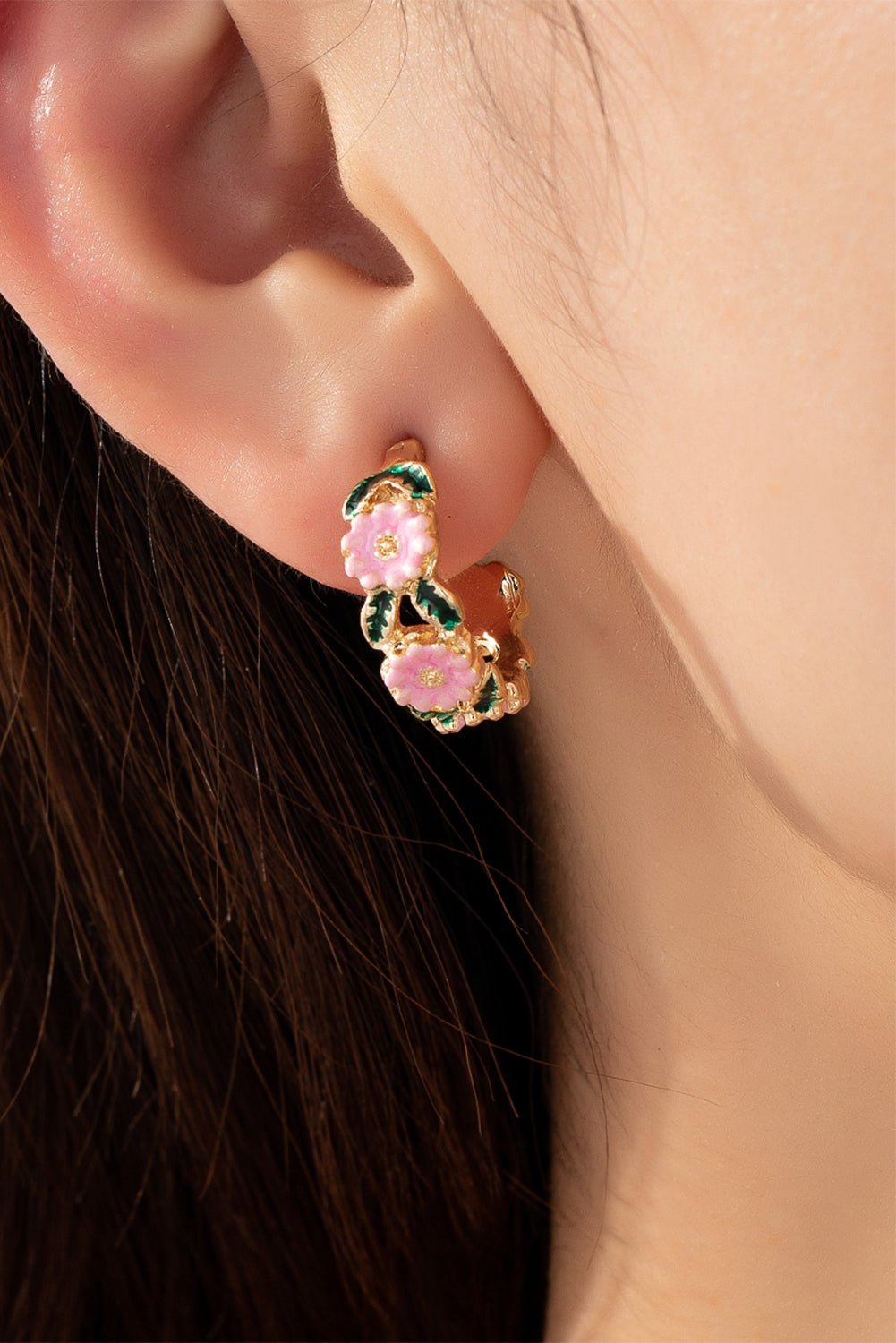 Gold Flower Statement Hoop Earrngs - MAD RUFFI