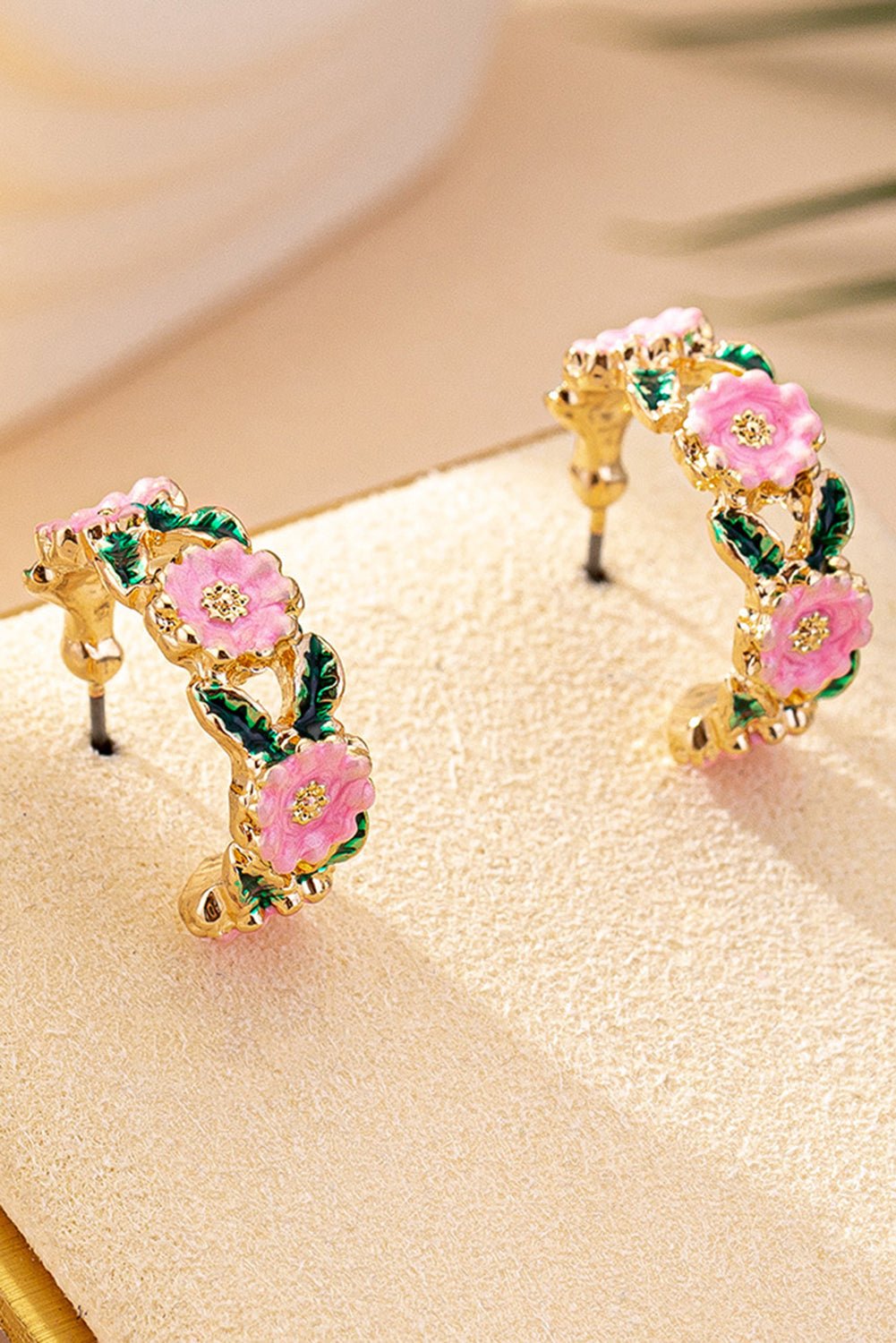Gold Flower Statement Hoop Earrngs - MAD RUFFI