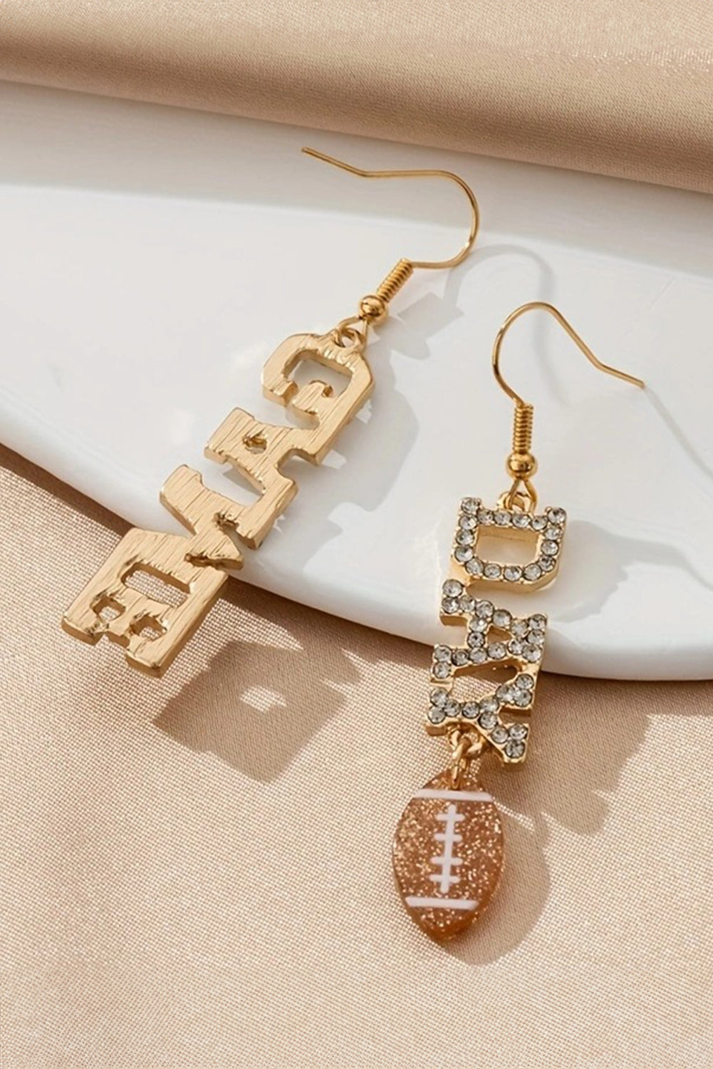 Gold GAME DAY Rugby Rhinestone Dangle Earrings - MAD RUFFI