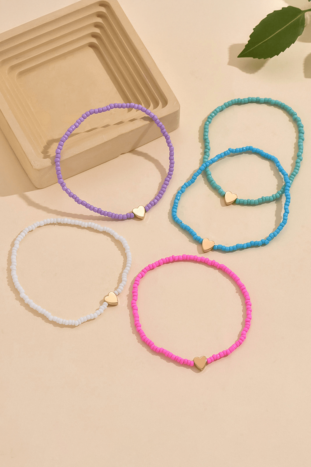 Gold Heart Charm Beaded Bracelet - MAD RUFFI
