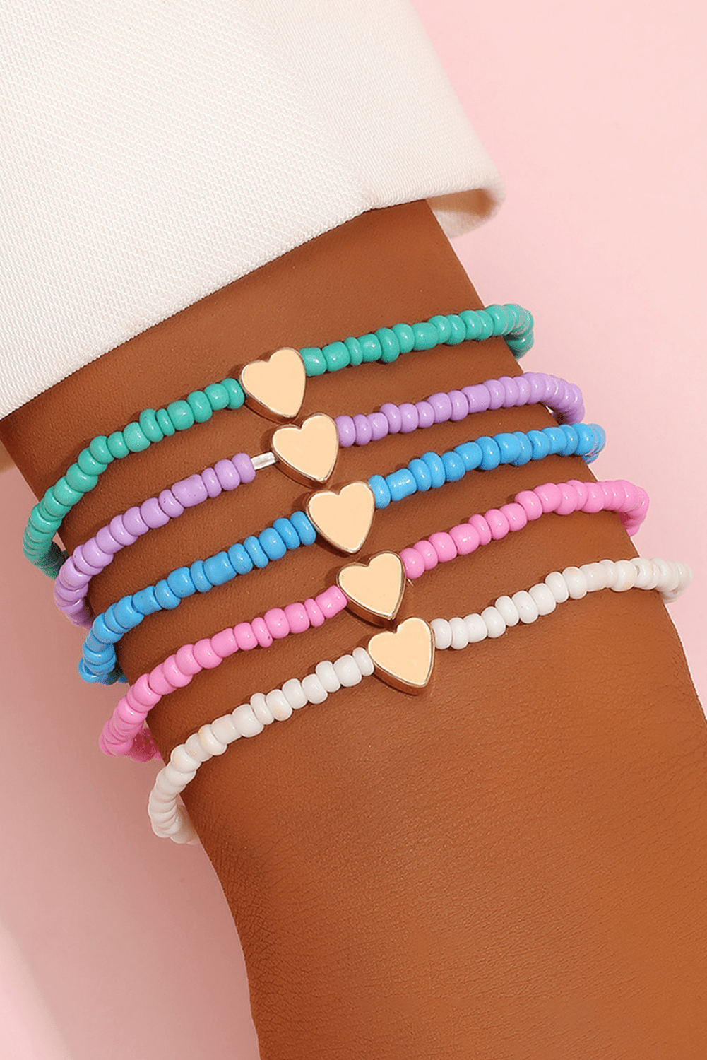 Gold Heart Charm Beaded Bracelet - MAD RUFFI