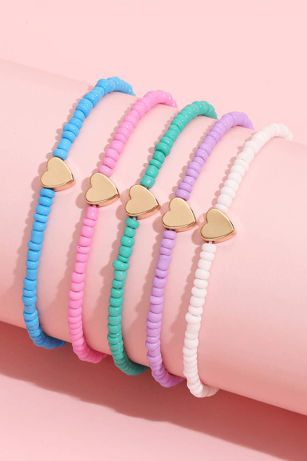 Gold Heart Charm Beaded Bracelet - MAD RUFFI