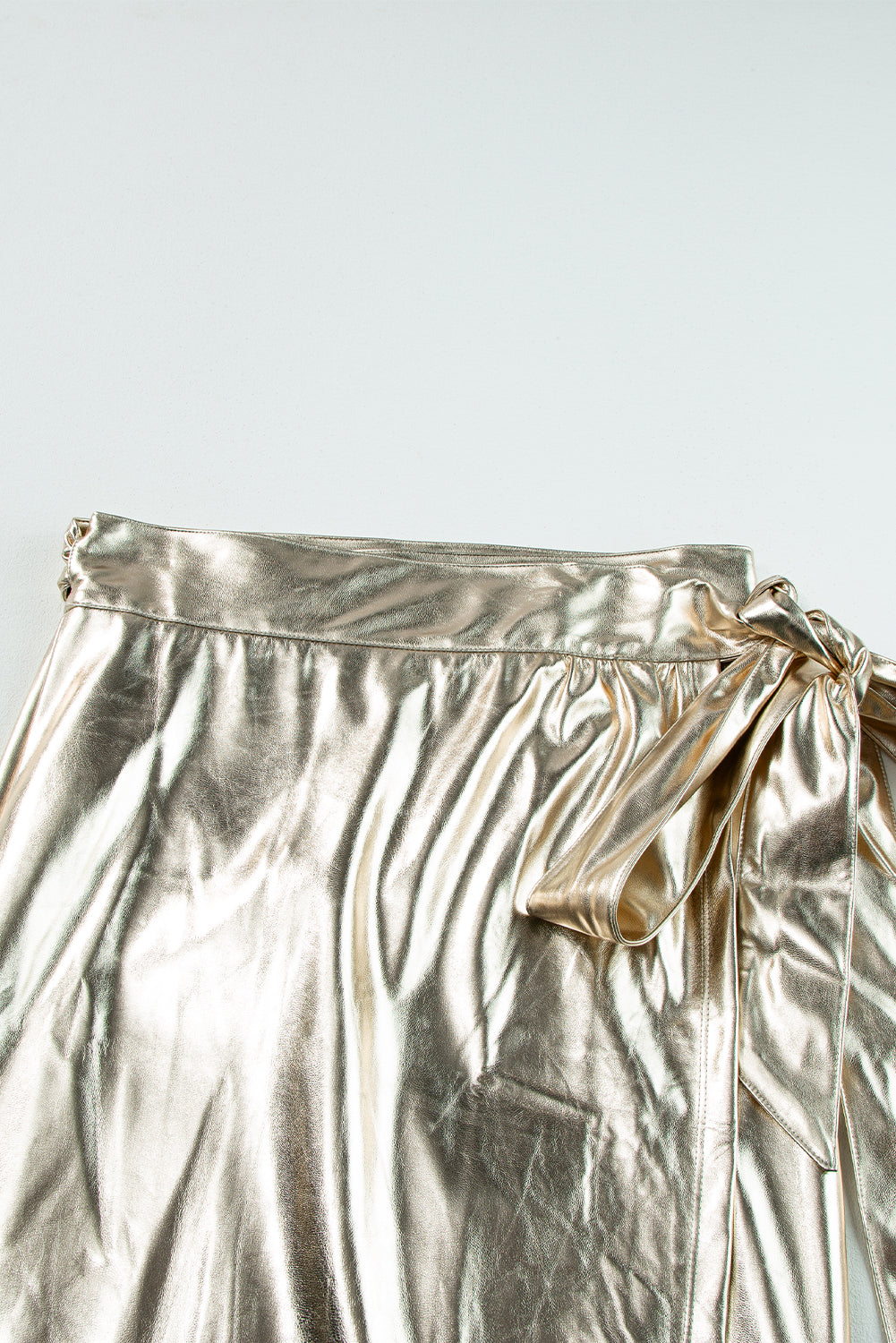 Gold Knotted Metallic Midi Skirt - MAD RUFFI