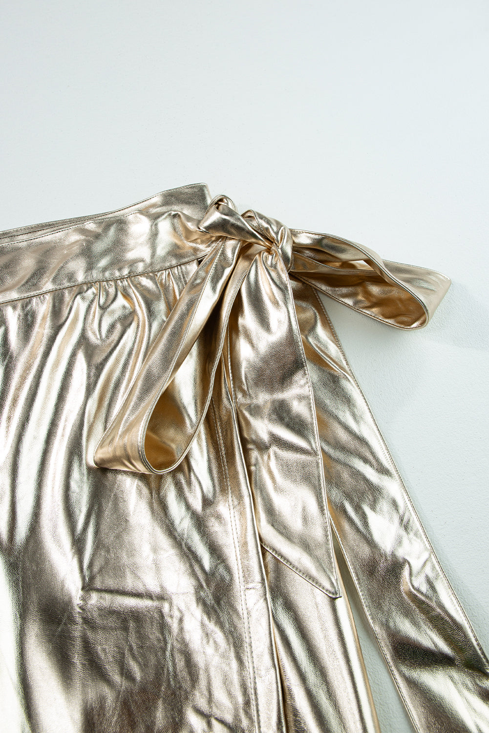 Gold Knotted Metallic Midi Skirt - MAD RUFFI