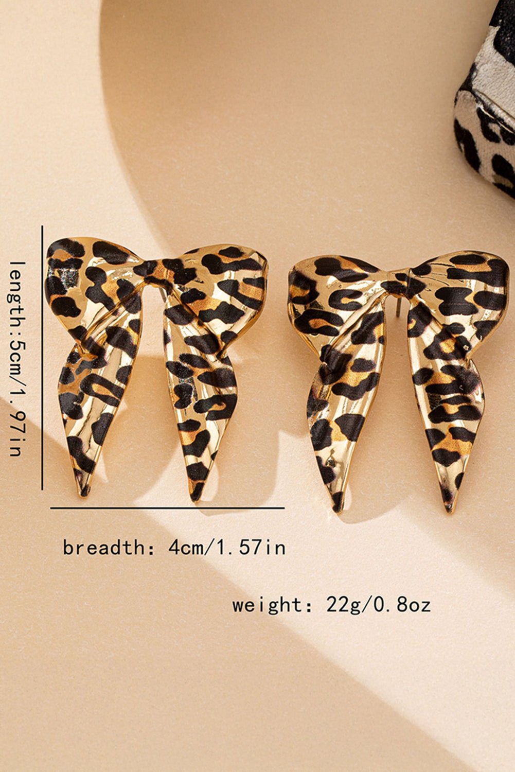 Gold Leopard Print Bowknot Shape Earrings - MAD RUFFI