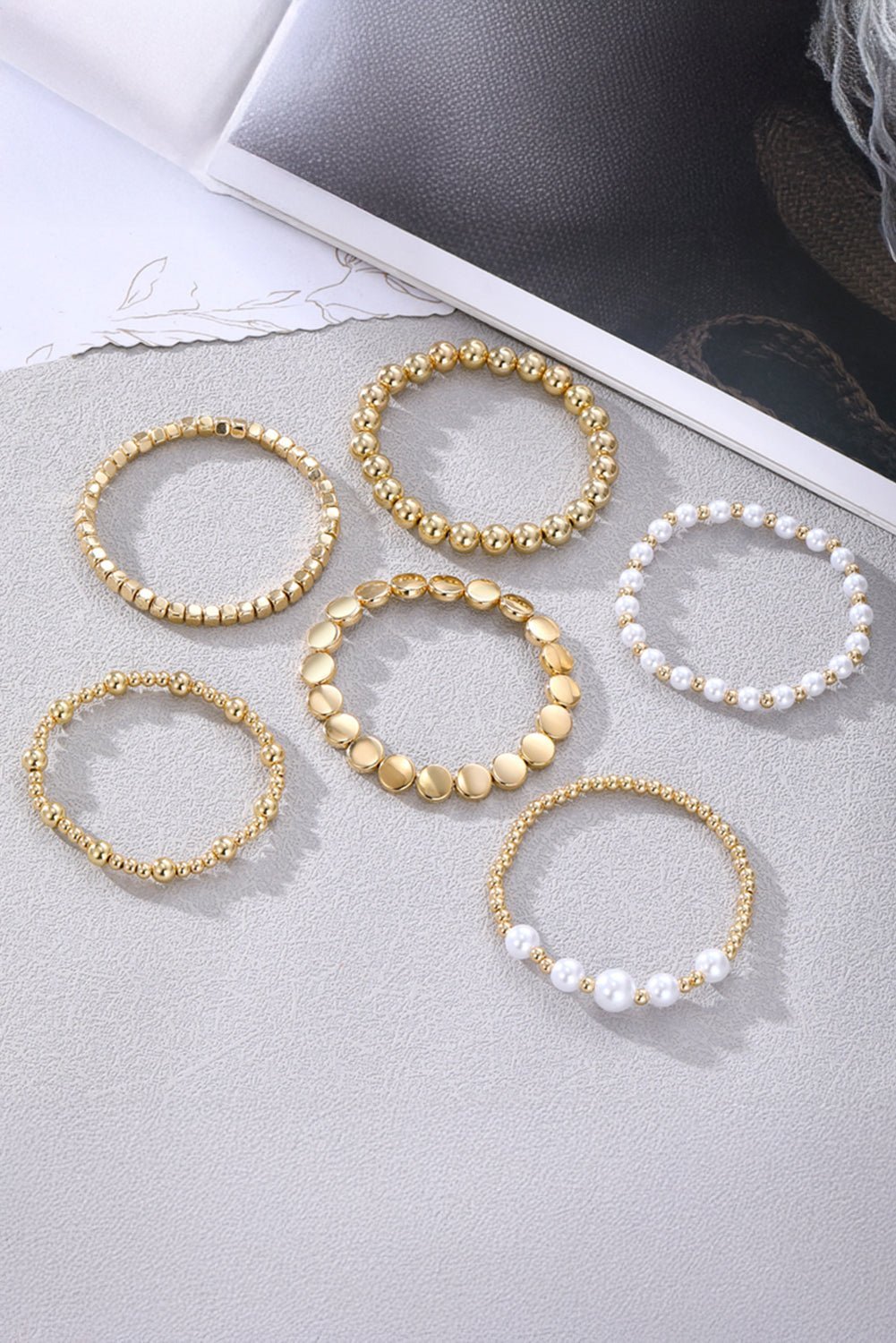 Gold Minimalist Pearl Beaded Bracelet Set - MAD RUFFI