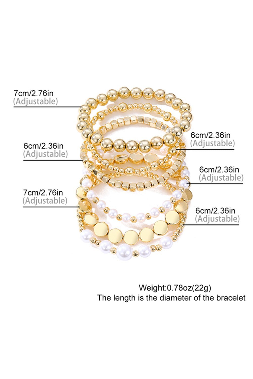Gold Minimalist Pearl Beaded Bracelet Set - MAD RUFFI