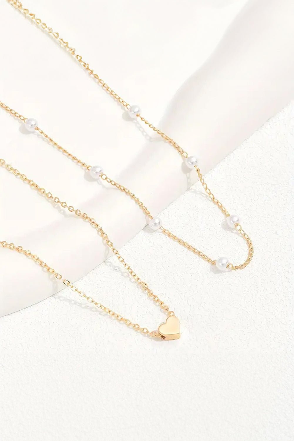 Gold Pearl Heart Chain Necklace - MAD RUFFI