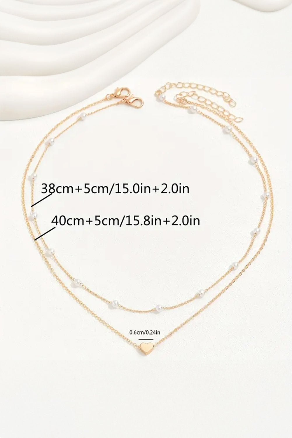 Gold Pearl Heart Chain Necklace - MAD RUFFI
