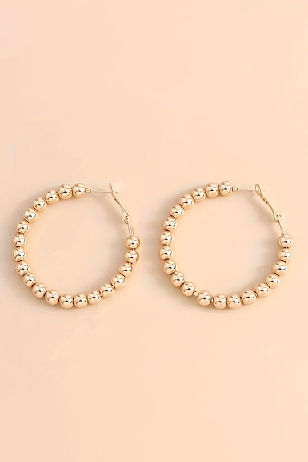 Gold Plated Beaded Minimalist Alloy Hoop Earrings - MAD RUFFI