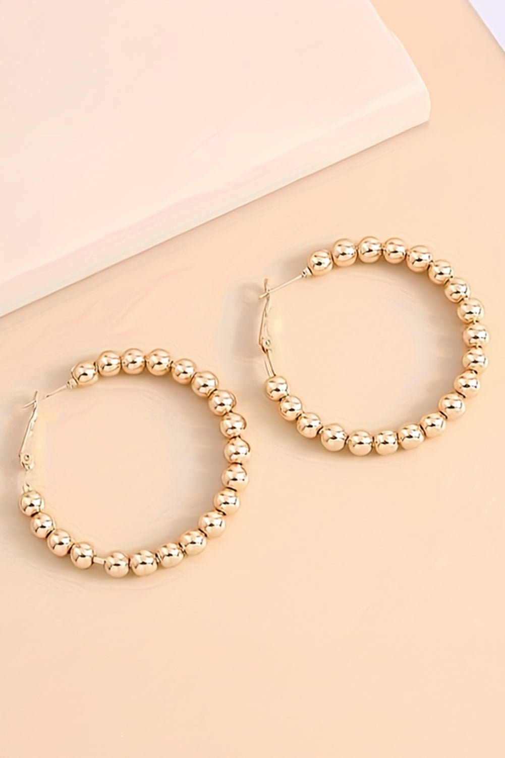Gold Plated Beaded Minimalist Alloy Hoop Earrings - MAD RUFFI