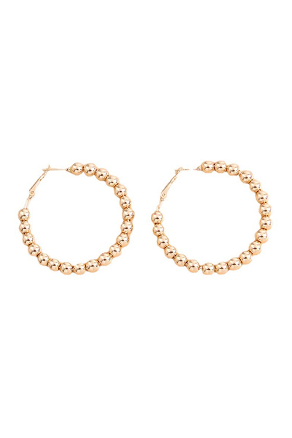 Gold Plated Beaded Minimalist Alloy Hoop Earrings - MAD RUFFI