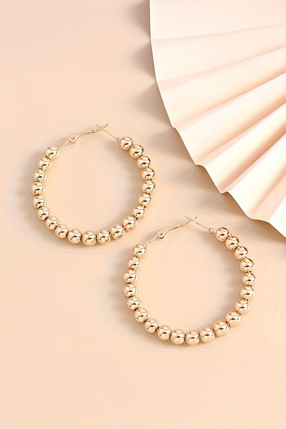 Gold Plated Beaded Minimalist Alloy Hoop Earrings - MAD RUFFI
