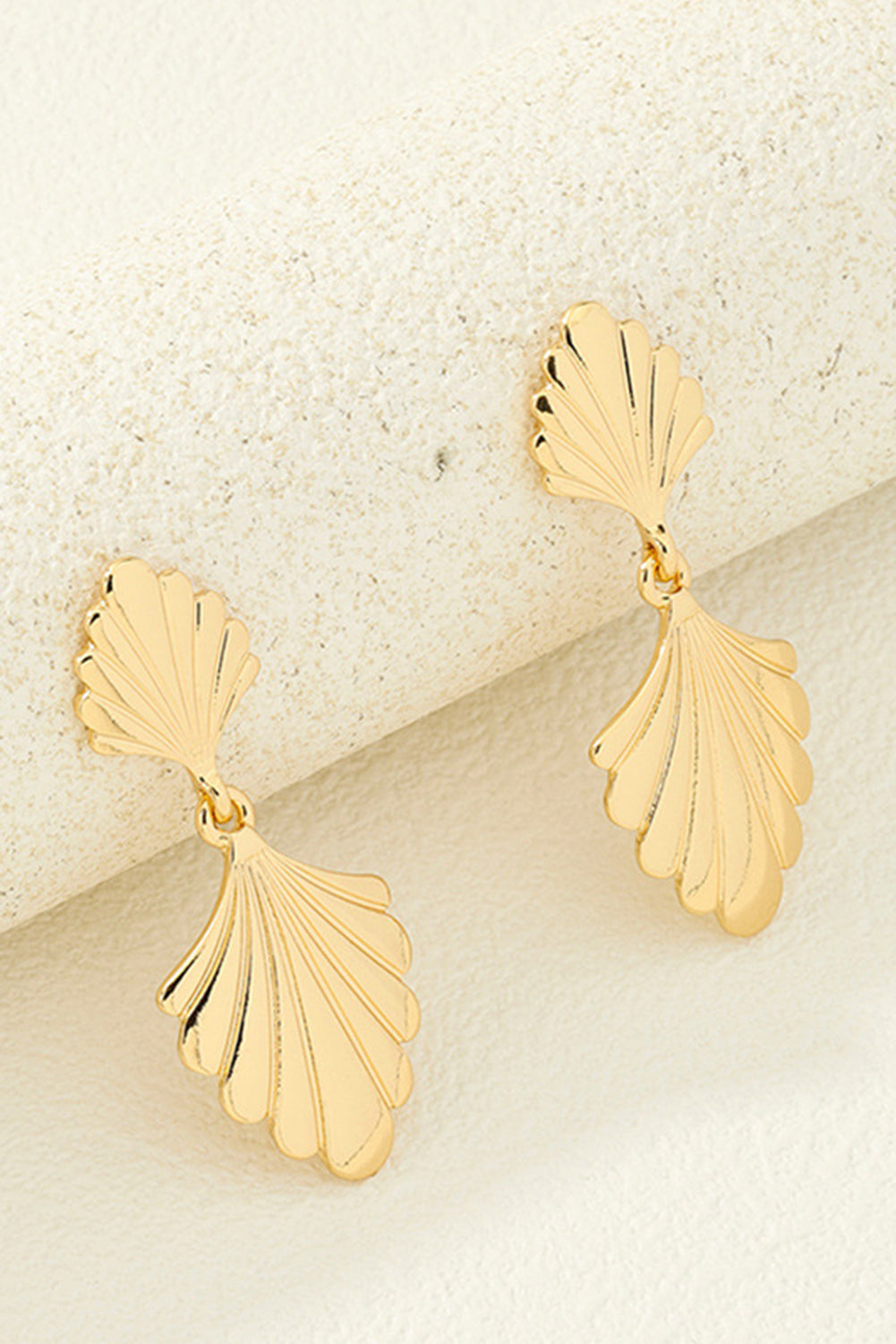 Gold Shell Shape Plated Alloy Drop Earrings - MAD RUFFI