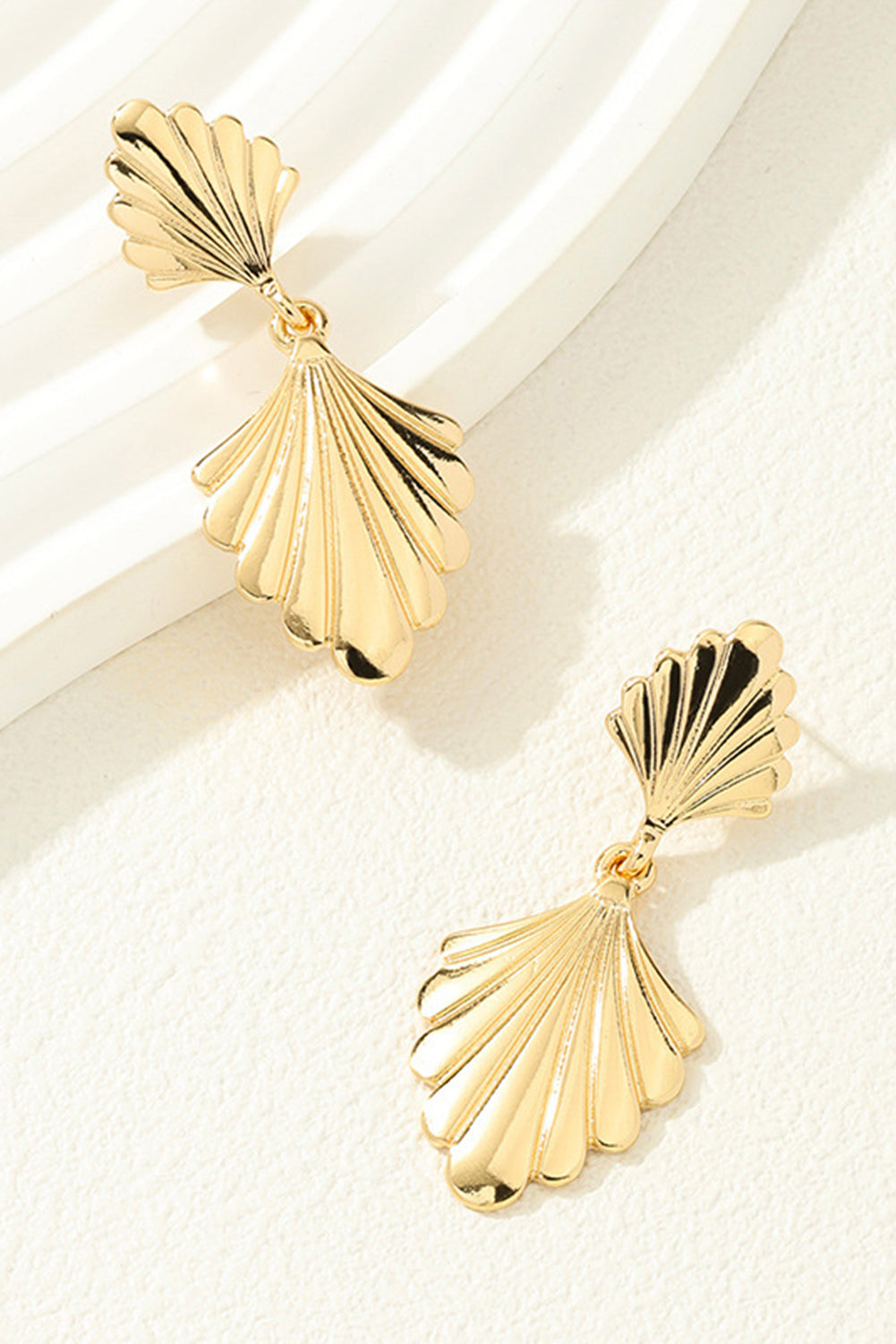 Gold Shell Shape Plated Alloy Drop Earrings - MAD RUFFI