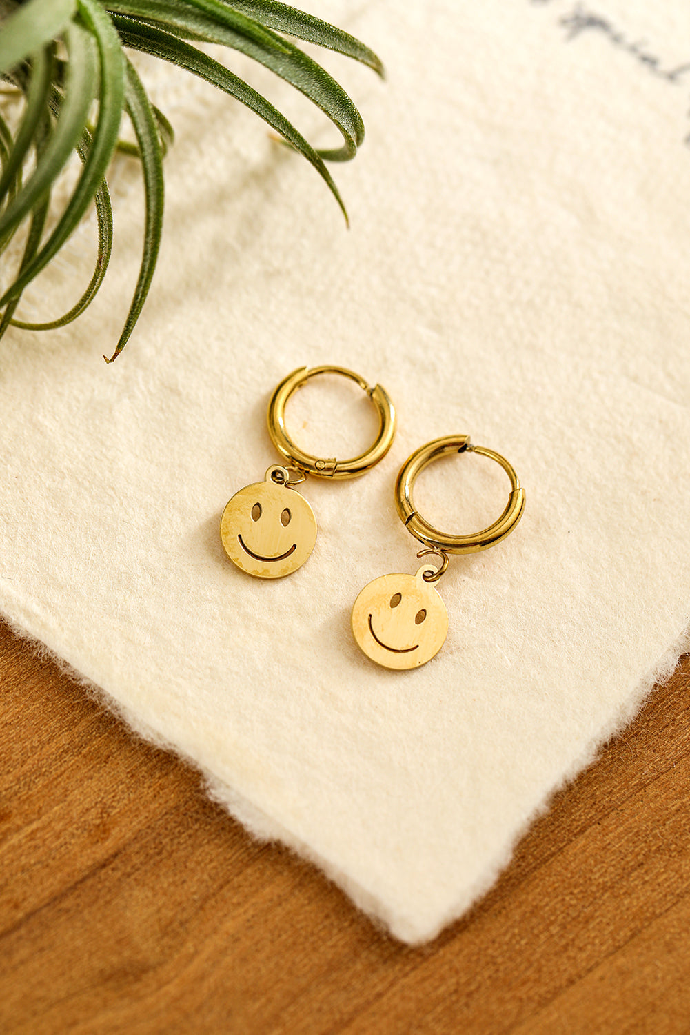 Gold Smile Face Alloy Dangle Earrings - MAD RUFFI