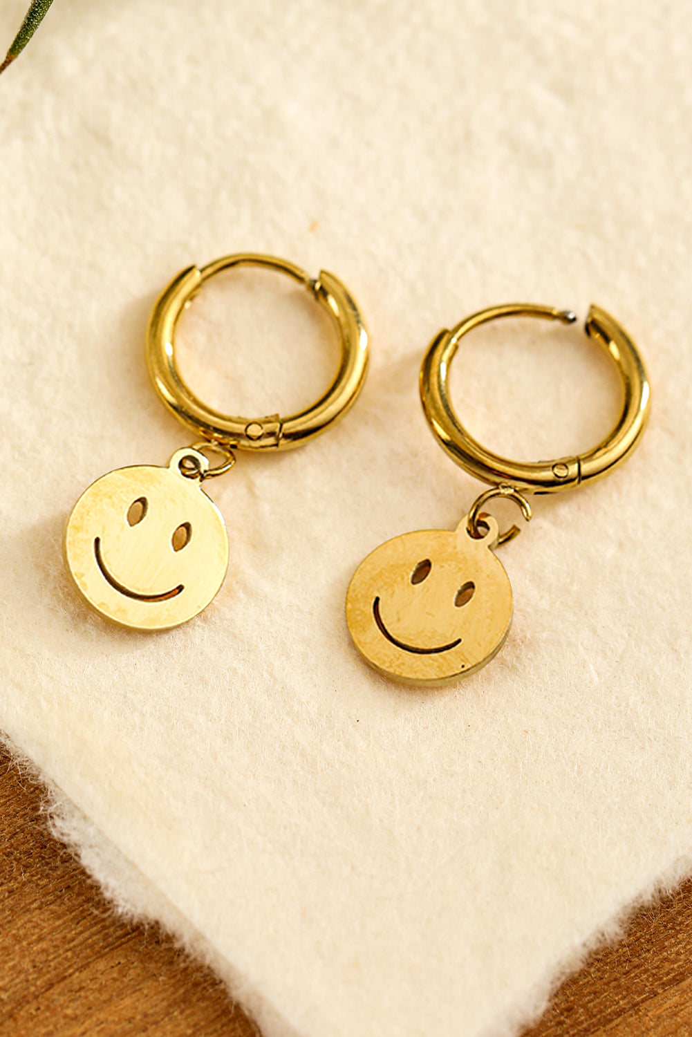 Gold Smile Face Alloy Dangle Earrings - MAD RUFFI