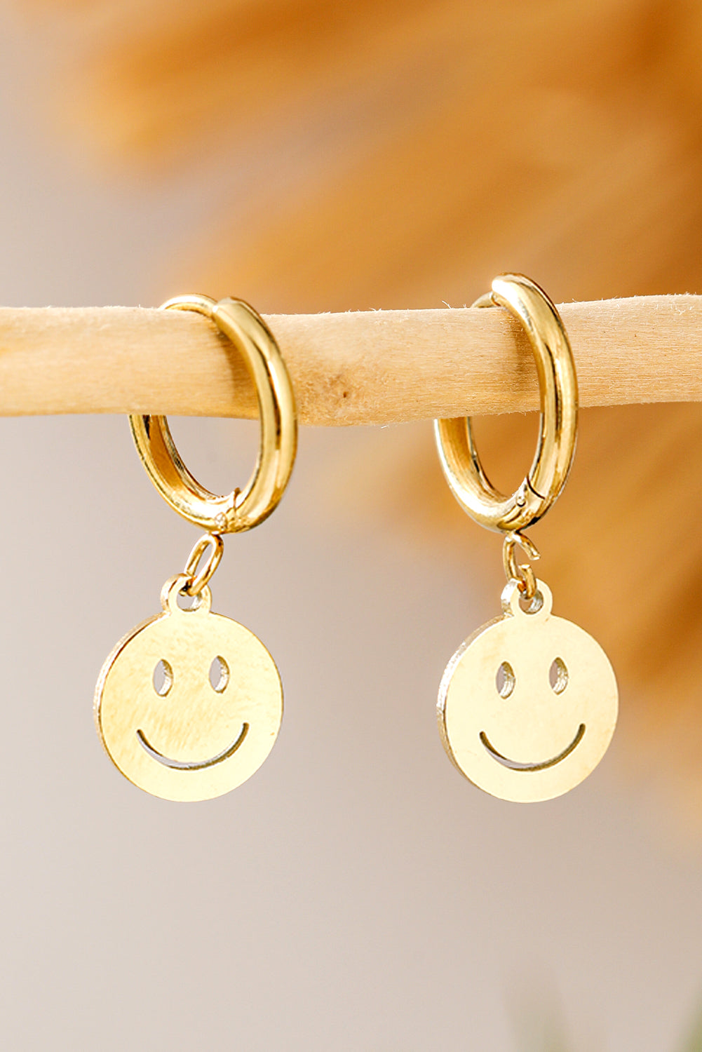 Gold Smile Face Alloy Dangle Earrings - MAD RUFFI