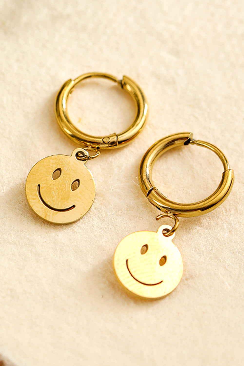 Gold Smile Face Alloy Dangle Earrings - MAD RUFFI