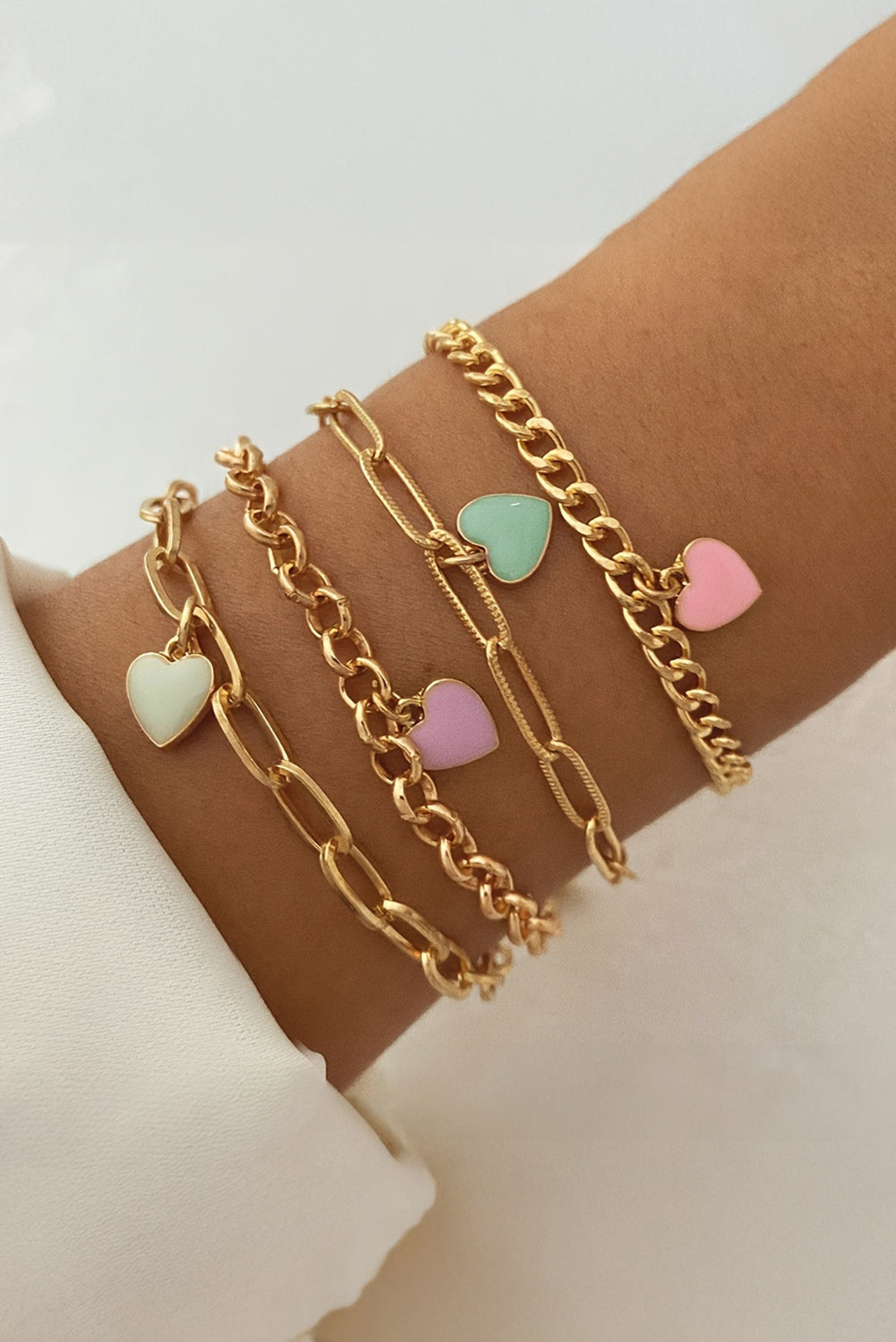 Gold Valentines Heart Multi Layer Adjustable Chain Bracelet - Gold / ONE SIZE - Bracelets