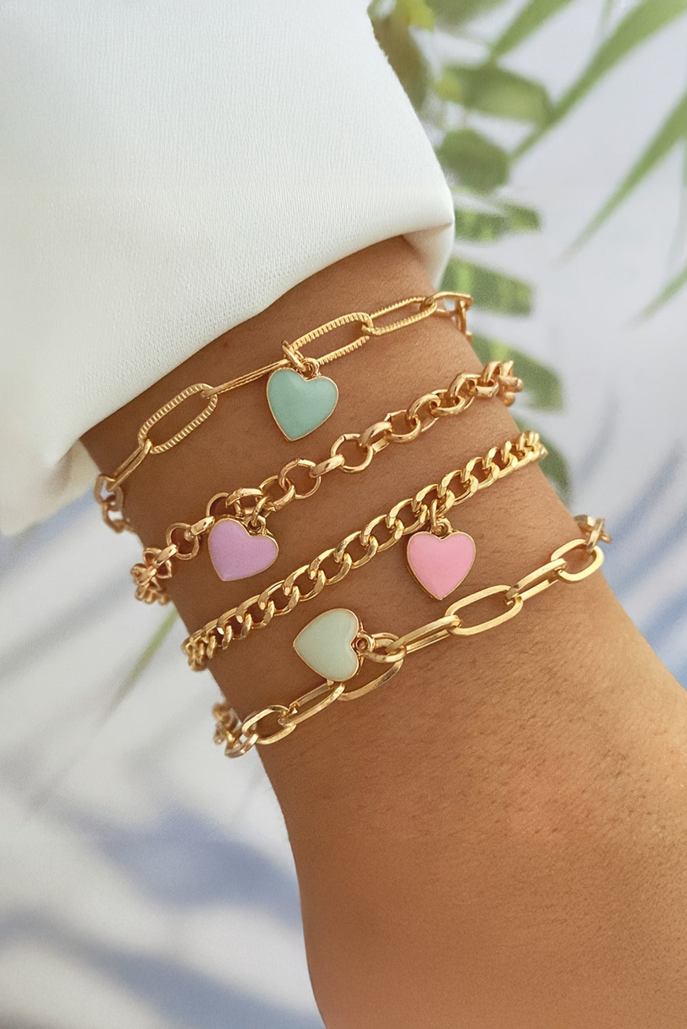 Gold Valentines Heart Multi Layer Adjustable Chain Bracelet - Gold / ONE SIZE - Bracelets