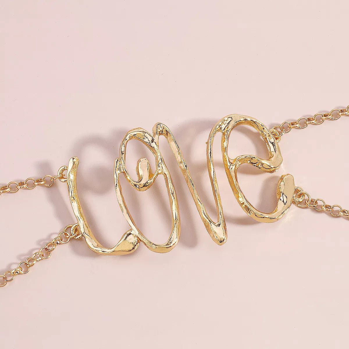 Gold Wire Love Script Statement Necklace - MAD RUFFI