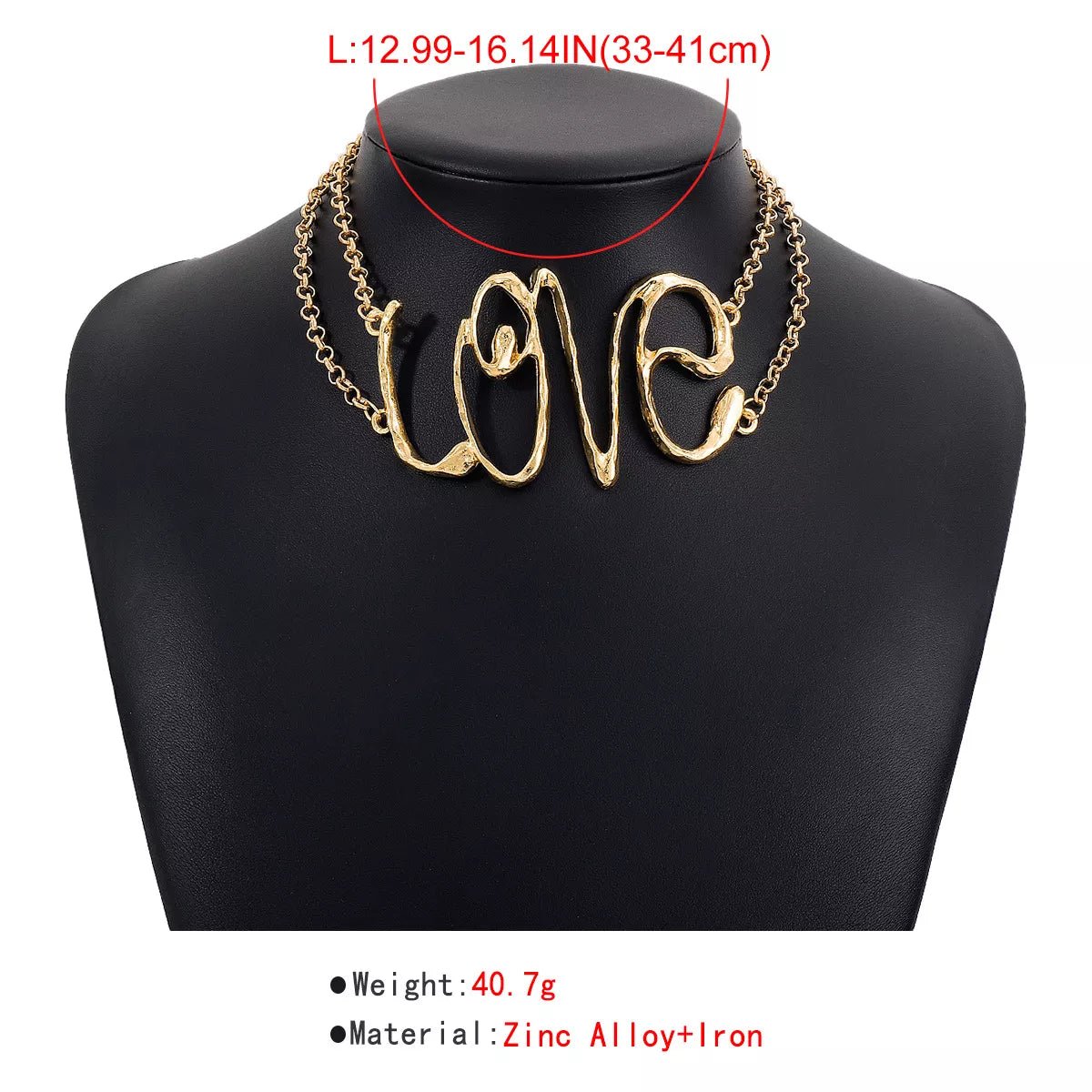 Gold Wire Love Script Statement Necklace - MAD RUFFI