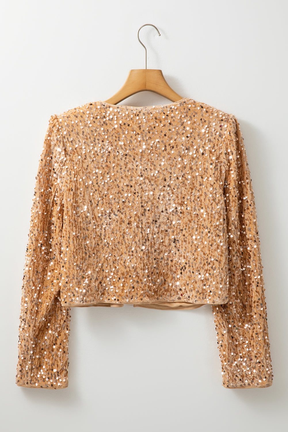 Golden Fleece Sequin Open Front Collarless Jacket - MAD RUFFI