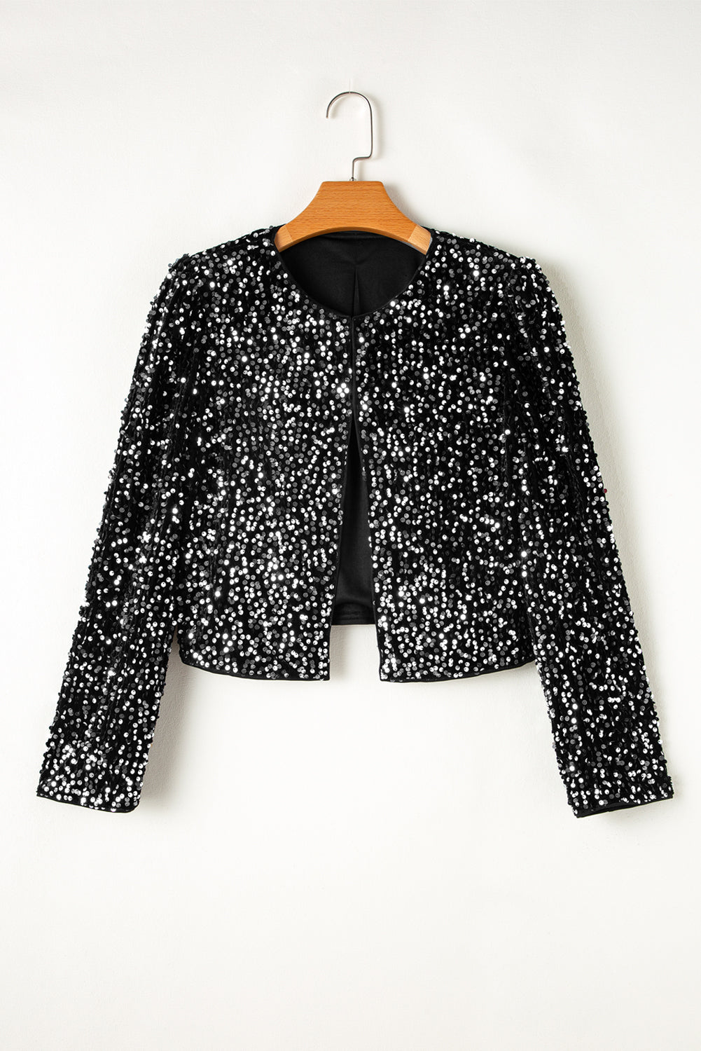 Golden Fleece Sequin Open Front Collarless Jacket - MAD RUFFI