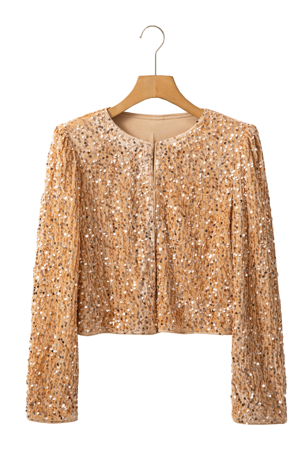 Golden Fleece Sequin Open Front Collarless Jacket - MAD RUFFI