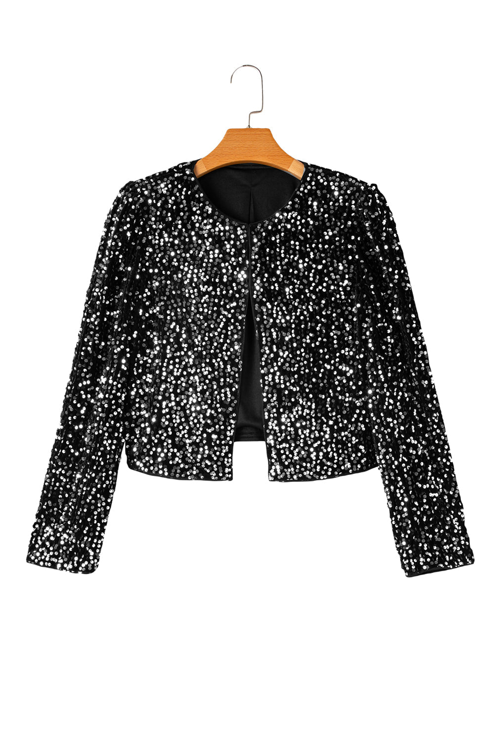 Golden Fleece Sequin Open Front Collarless Jacket - MAD RUFFI