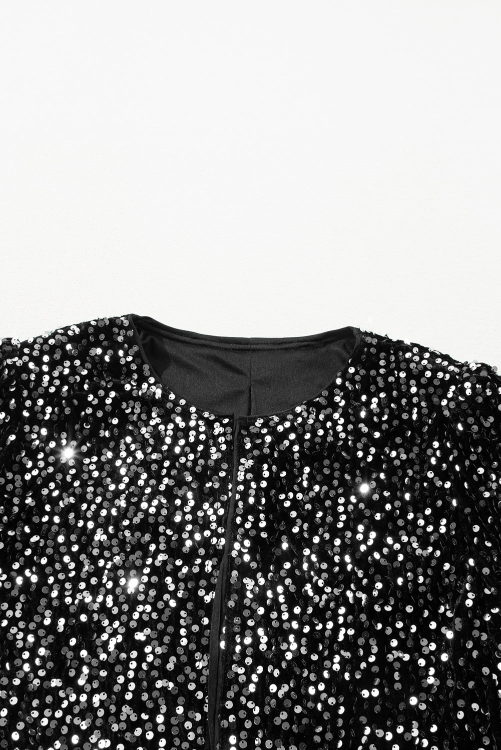 Golden Fleece Sequin Open Front Collarless Jacket - MAD RUFFI