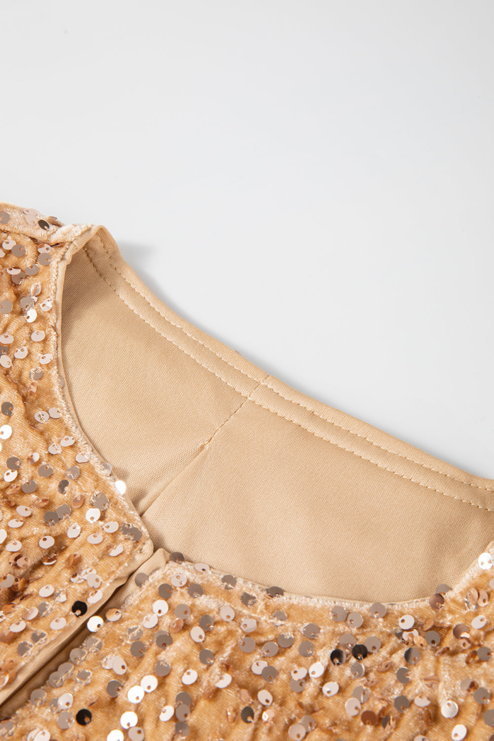 Golden Fleece Sequin Open Front Collarless Jacket - MAD RUFFI