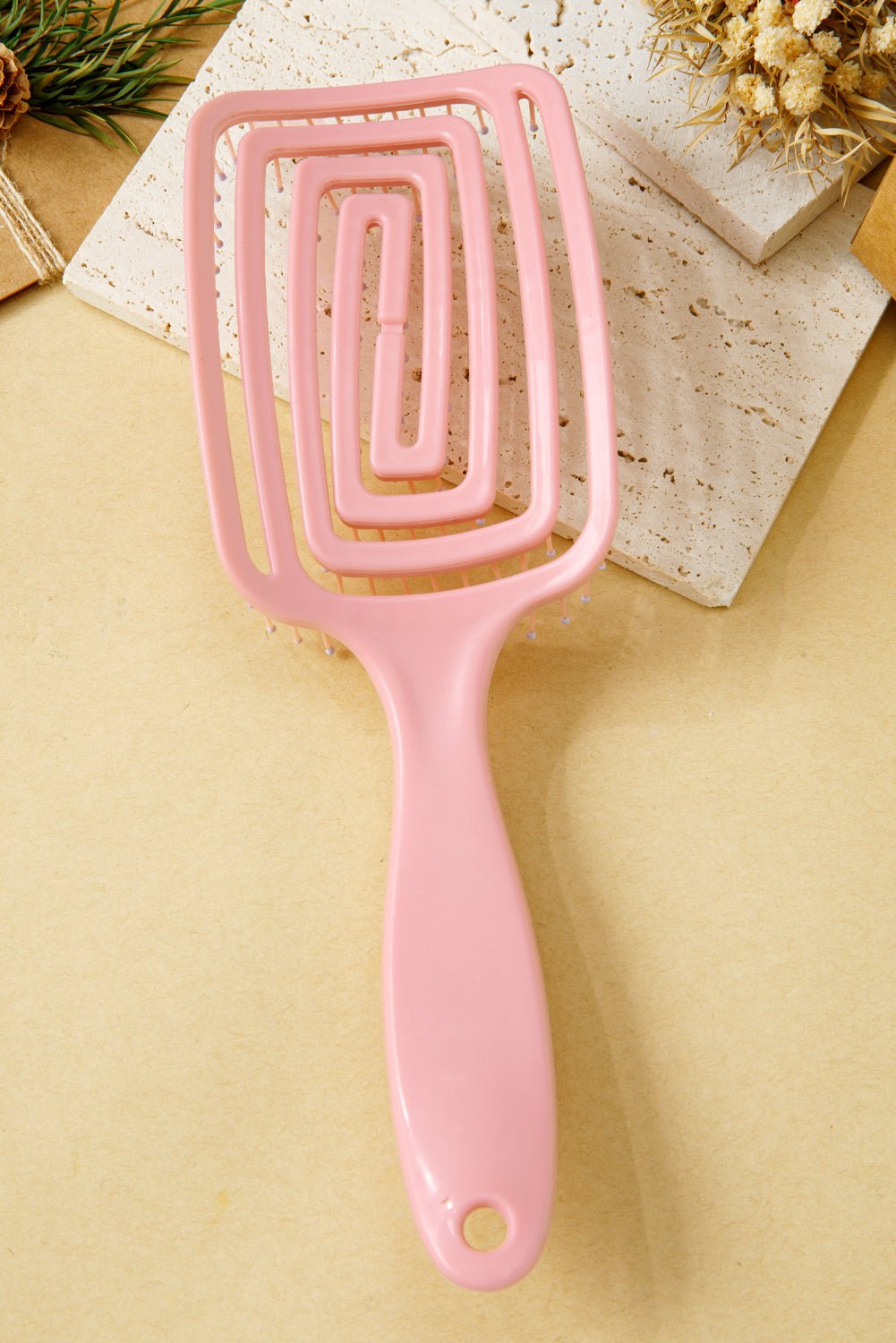 Gossamer Pink Detangling Hollow Out Hair Comb - MAD RUFFI