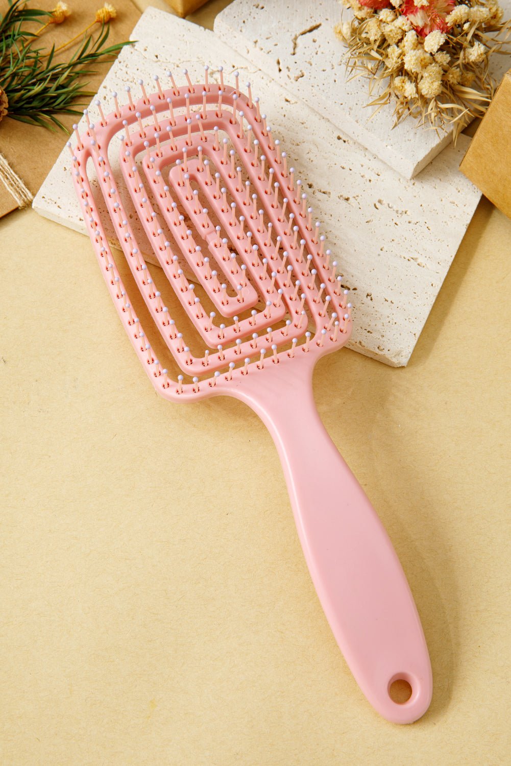 Gossamer Pink Detangling Hollow Out Hair Comb - MAD RUFFI