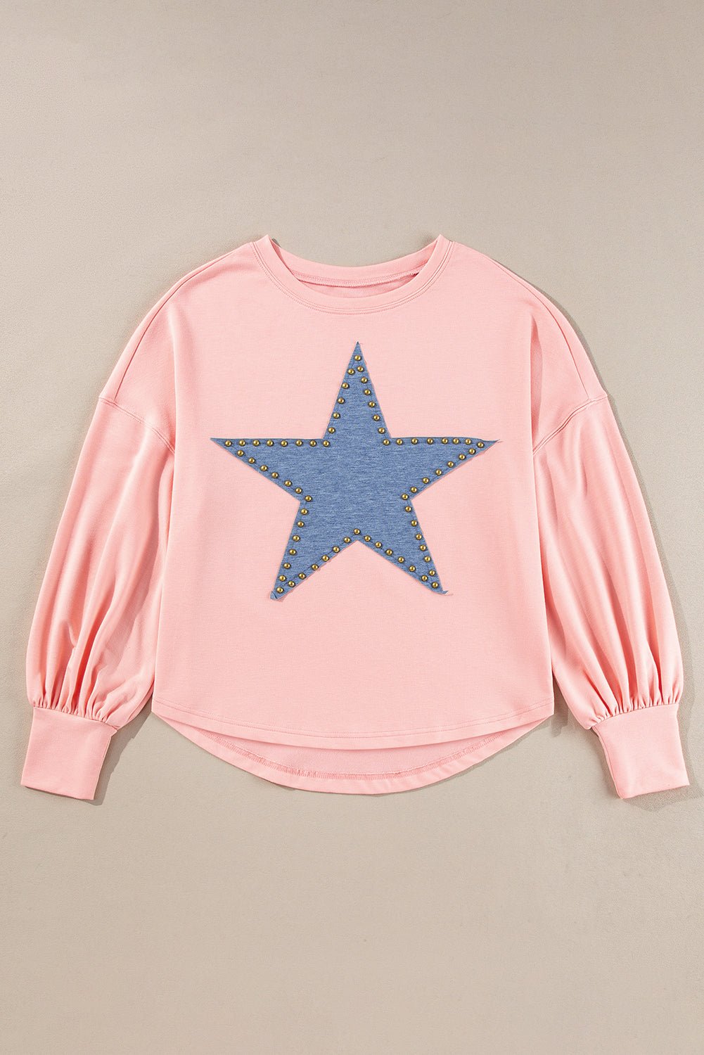 Gossamer Pink Studded Star Graphic Oversized Top - MAD RUFFI