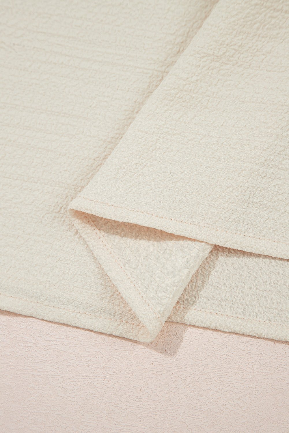 Gossamer Pink Textured Bow Frilled Ruffle Sleeve Blouse - MAD RUFFI