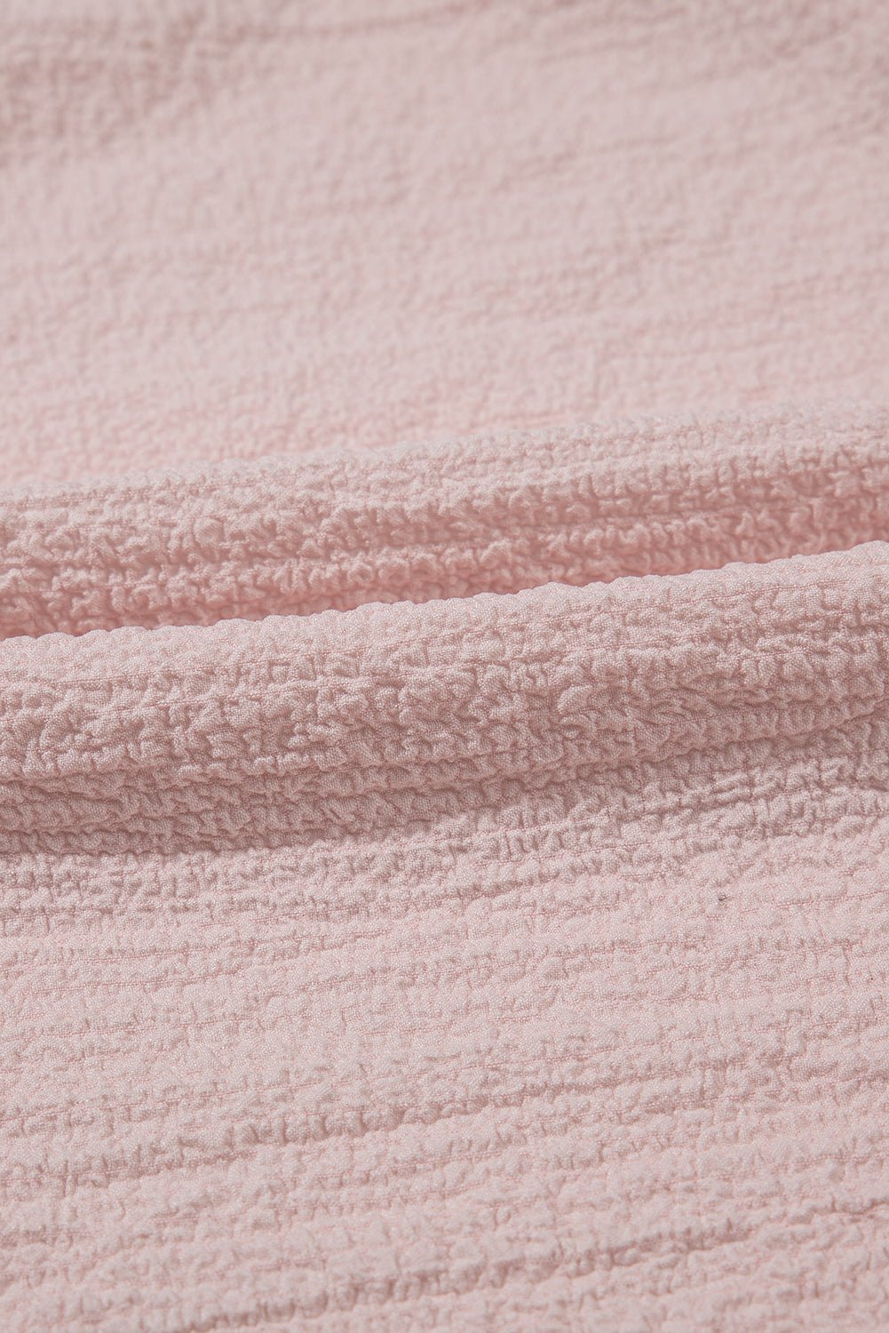 Gossamer Pink Textured Bow Frilled Ruffle Sleeve Blouse - MAD RUFFI