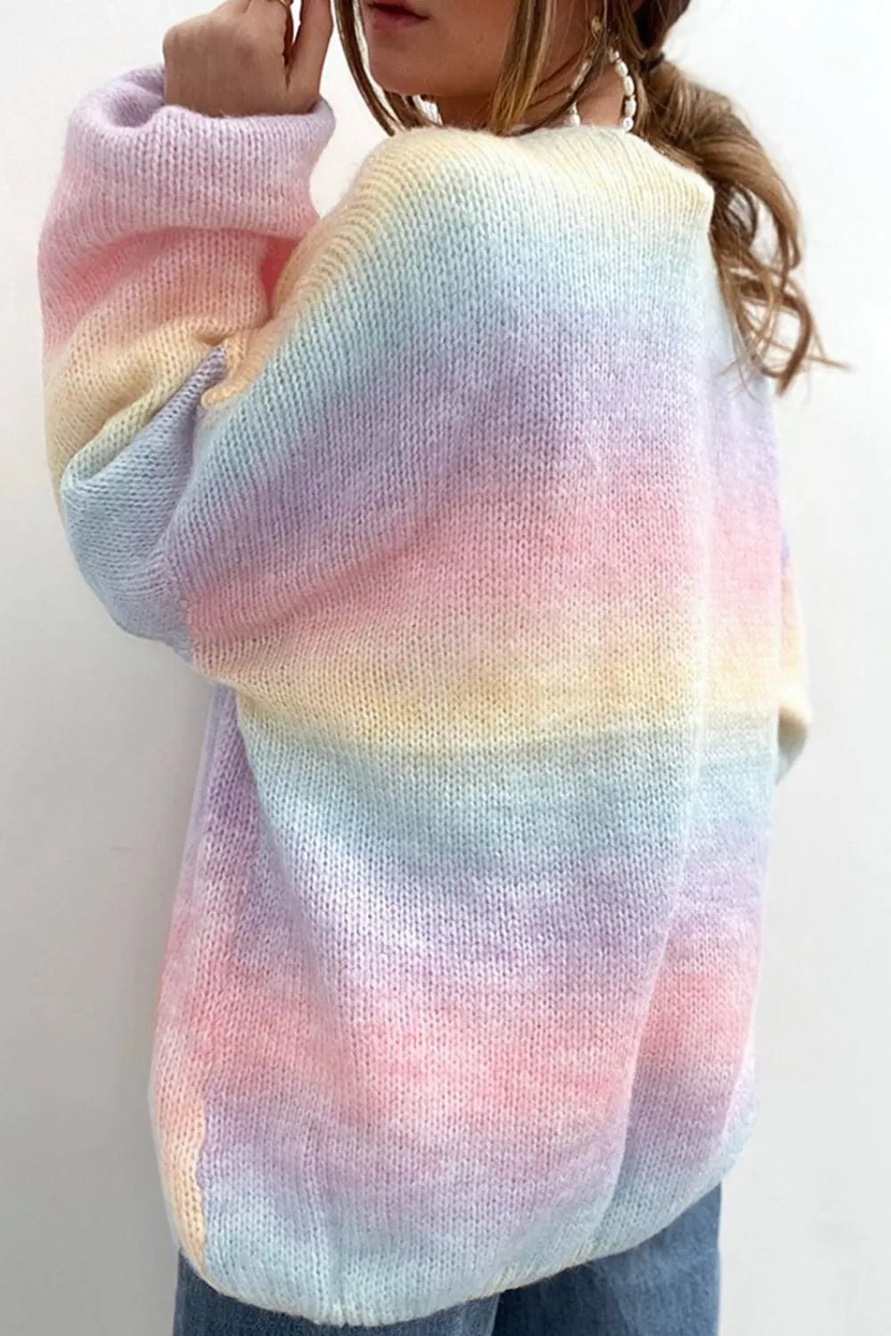 Gradient Open Front Drop Shoulder Cardigan - MAD RUFFI