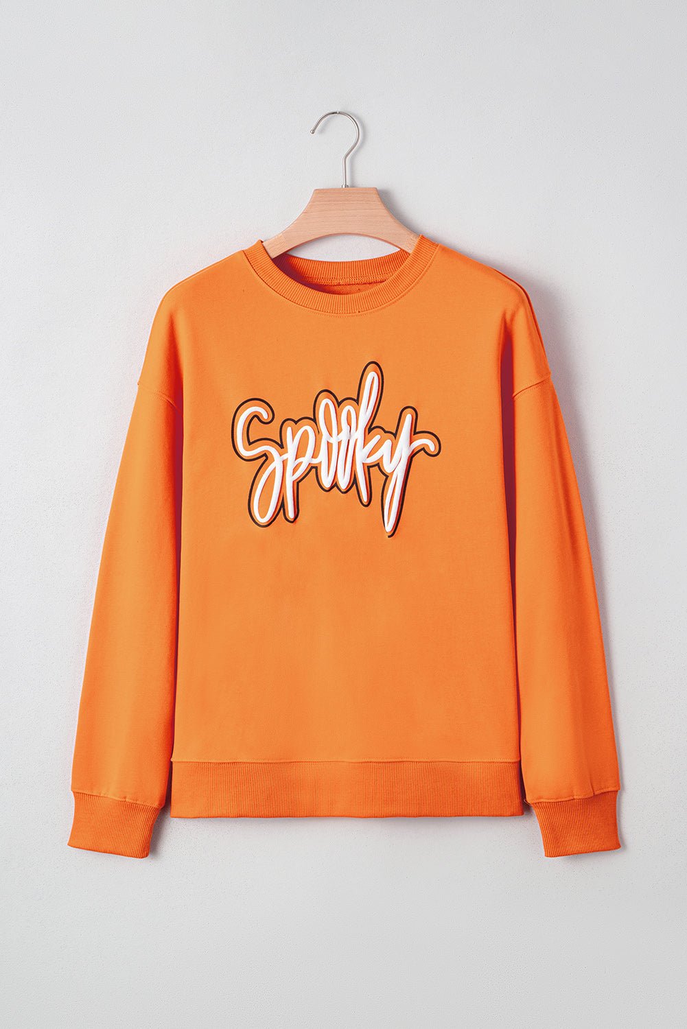 Grapefruit Orange Spooky Graphic Halloween Crew Neck Holiday Sweatshirt - MAD RUFFI