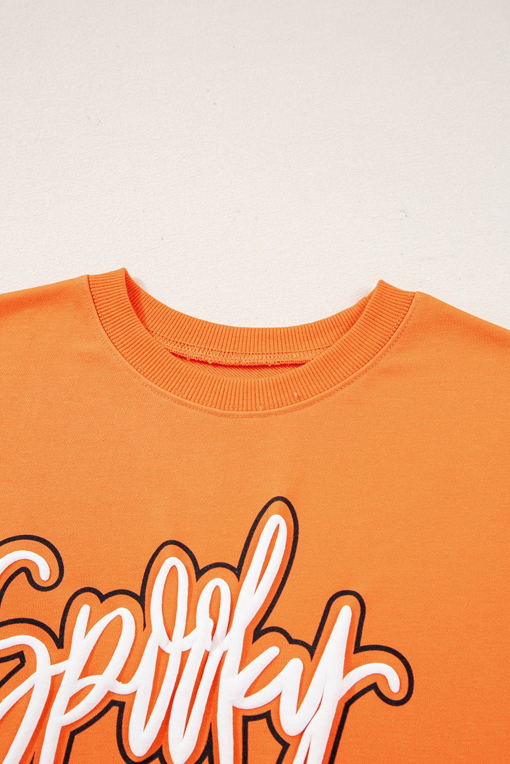 Grapefruit Orange Spooky Graphic Halloween Crew Neck Holiday Sweatshirt - MAD RUFFI