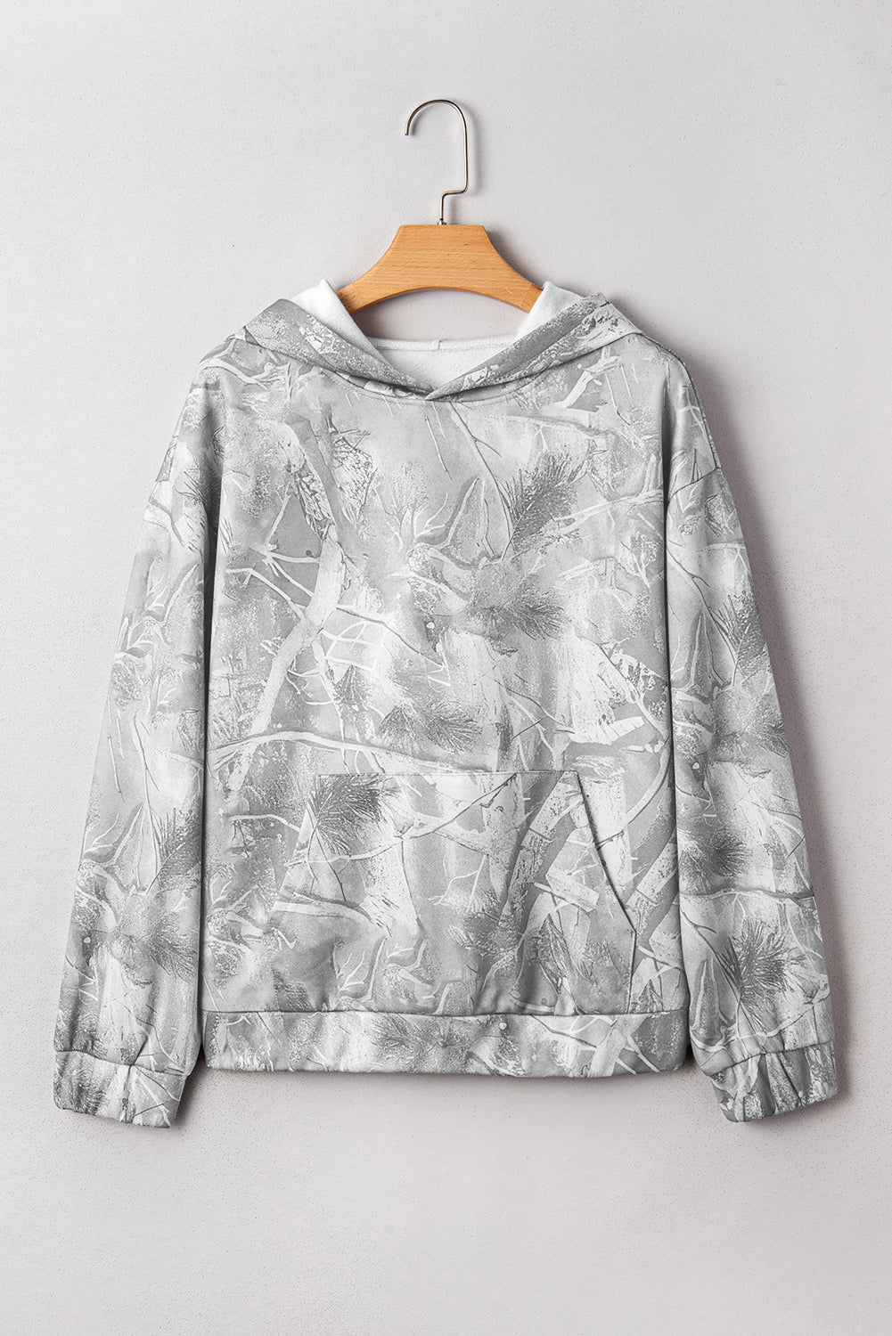 Gray Abstract Print Kangaroo Pocket Oversized Hoodie - MAD RUFFI