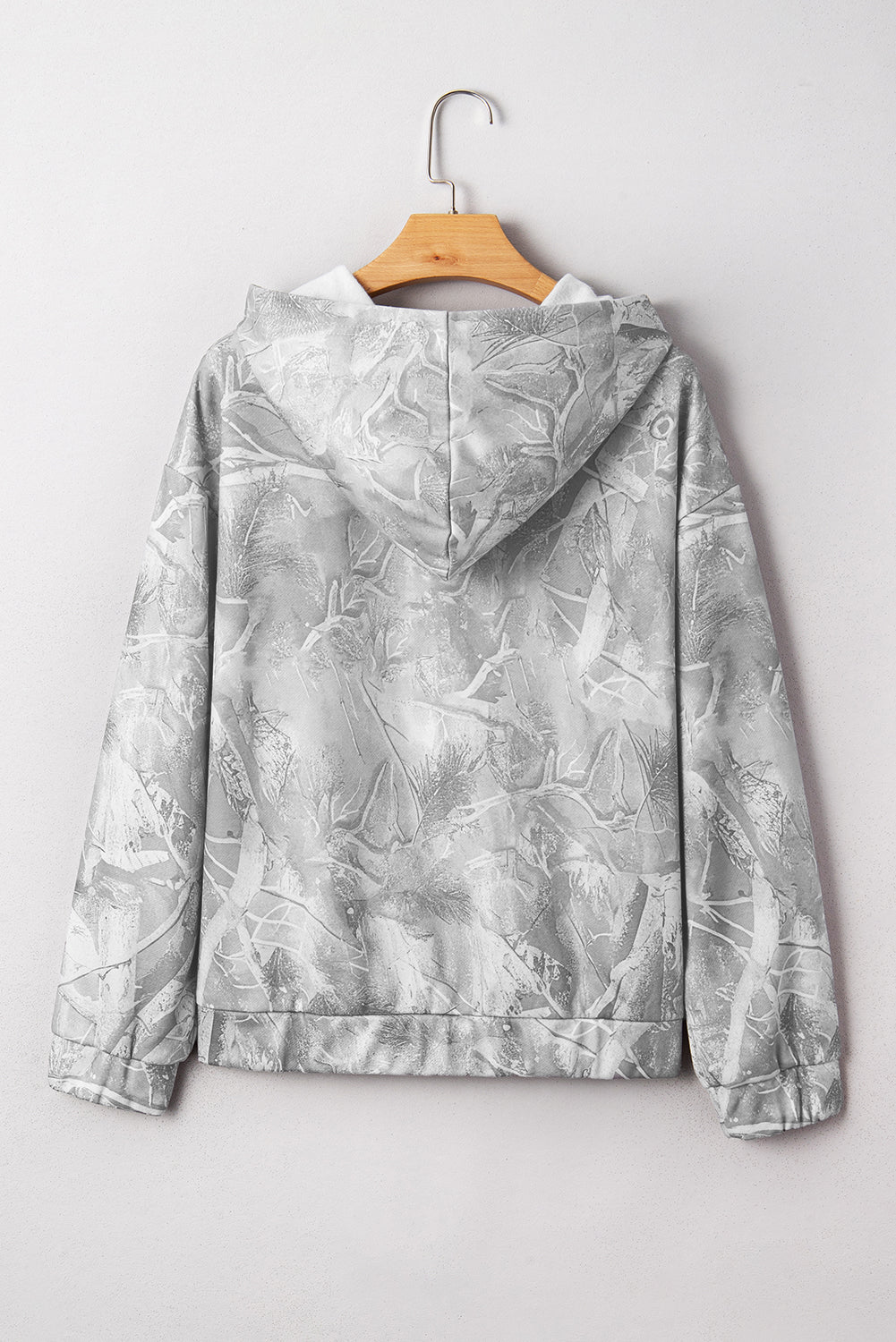 Gray Abstract Print Kangaroo Pocket Oversized Hoodie - MAD RUFFI