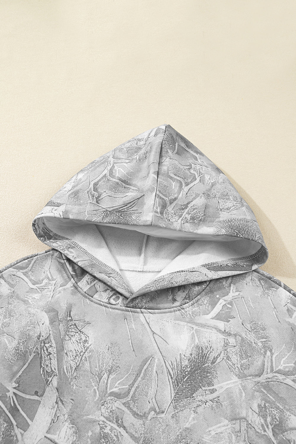 Gray Abstract Print Kangaroo Pocket Oversized Hoodie - MAD RUFFI