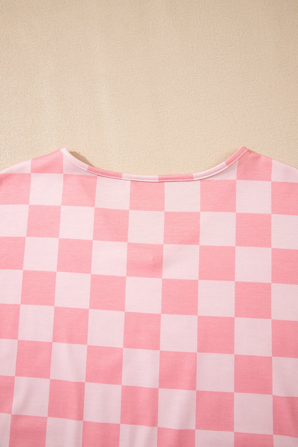 Gray Checkered V Neck Tee and Drawstring Shorts Pajama Set - MAD RUFFI