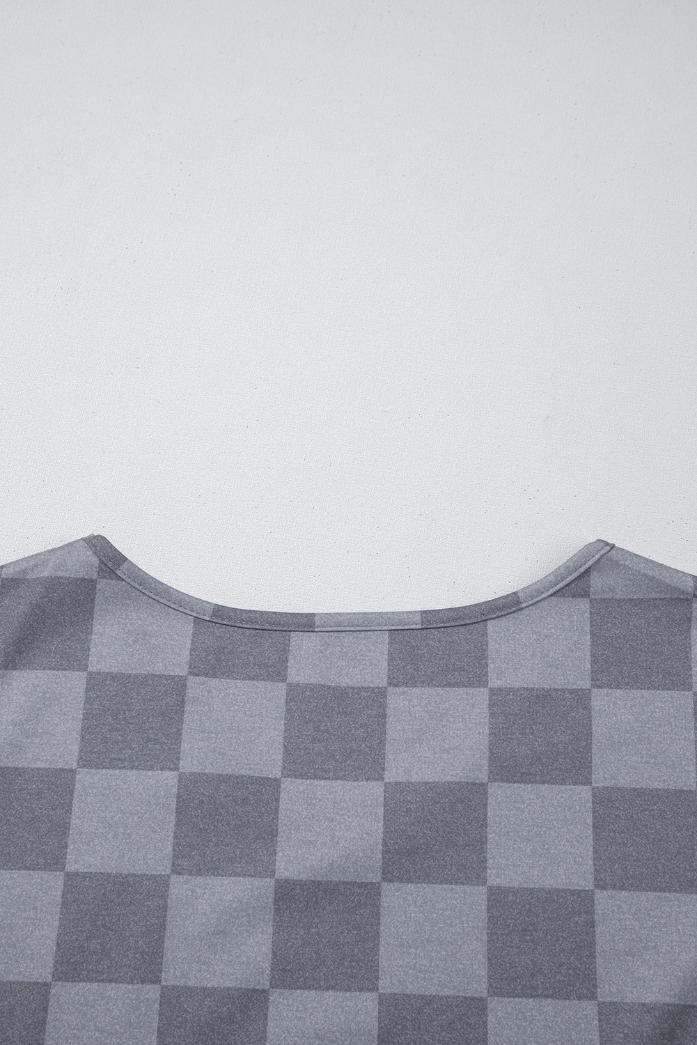 Gray Checkered V Neck Tee and Drawstring Shorts Pajama Set - MAD RUFFI