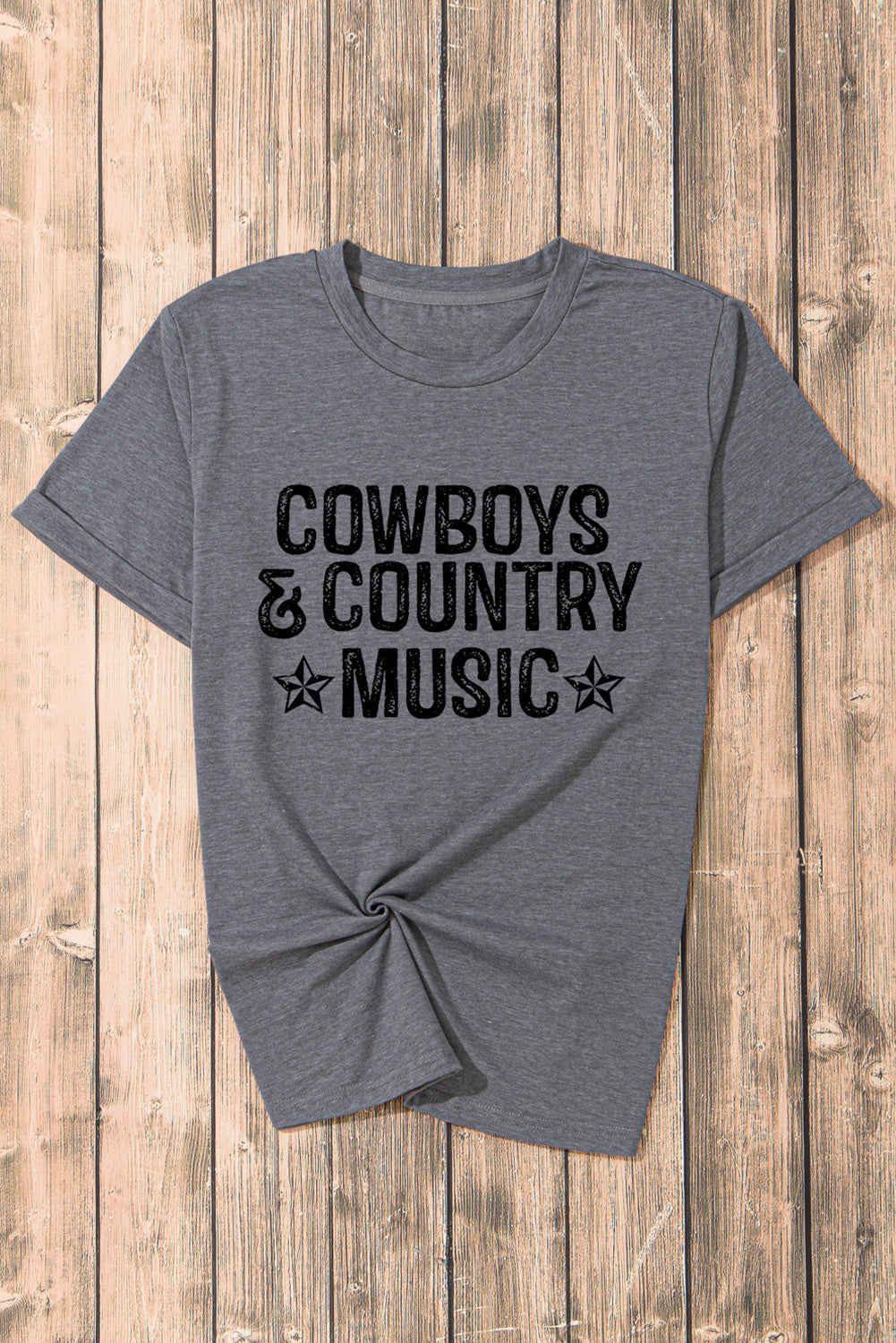 Gray COWBOYS COUNTRY MUSIC Graphic T Shirt - MAD RUFFI